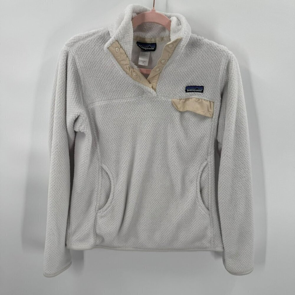 Patagonia Womens White 4-Snap Fleece Pullover Jacket Size M